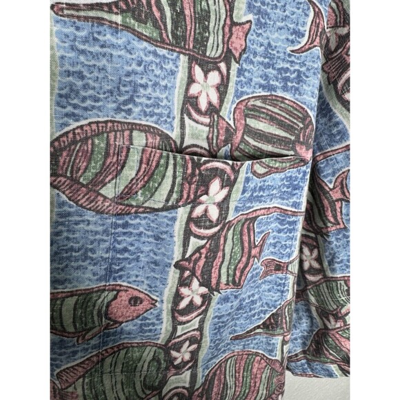 VTG Reyn Spooner Mens Four Button Down Hawaiian Shirt Floral Fish Design XL USA - Picture 8 of 16